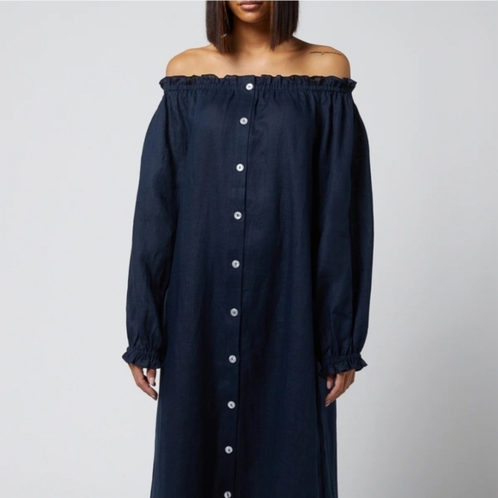 Sleeper 100% linen navy lounge dress - Picture 6 of 13